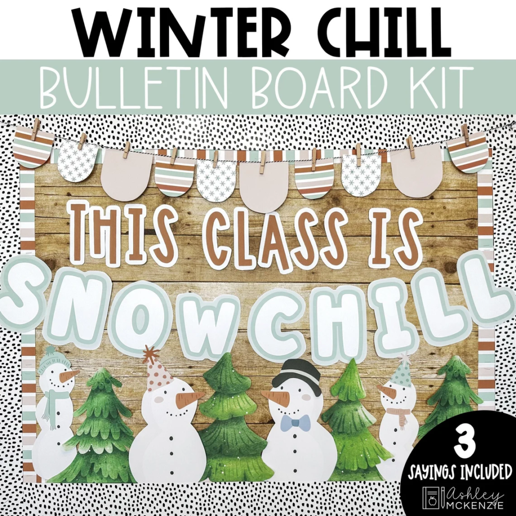 Snowmen and trees bulletin board